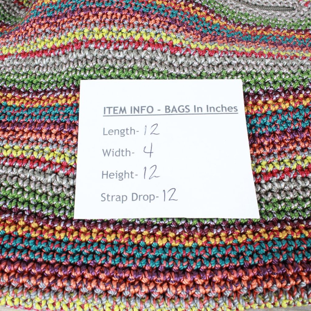 The Sak Multicolor Stripe Hand Crocheted Zippered Hobo Tote Shoulder Bag - Picture 9 of 9